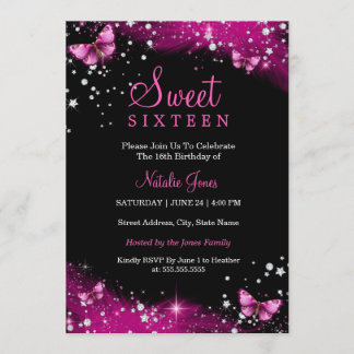 Invitation Rose Étincelle Papillon Diamant Sweet 1