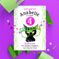 Rose Féminin Vert Chat Noir Patte Paillettes Aquar