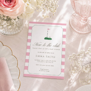 Invitation Rose Fête de Naissance de Bébé Fille Golf Nouvelle