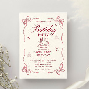 Invitation Rose Fête Joyeux 18ème Anniversaire