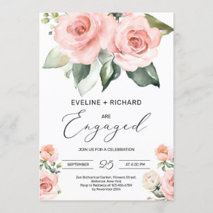 Invitation ROSE fiançailles blanc-rose-BLANC