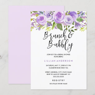 Invitation Rose Fleur de Lavande Violette Brunch Et Bulles