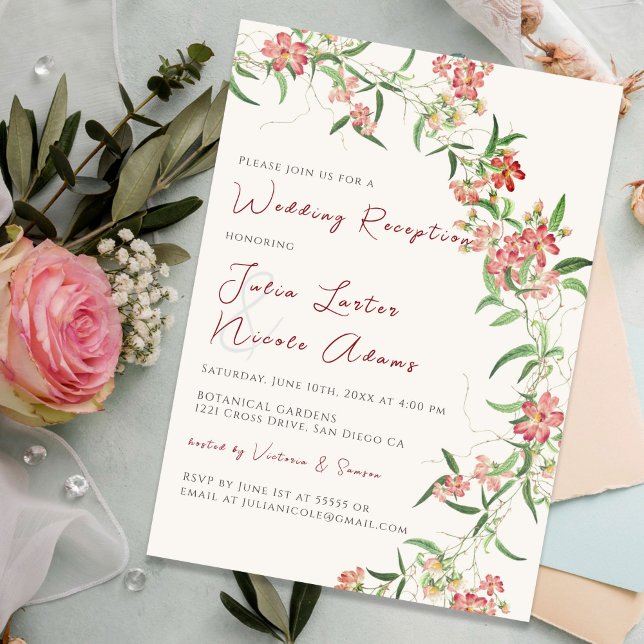 Invitation Rose fleur sauvage Spring Garland Mariage Réceptio (Créateur téléchargé)