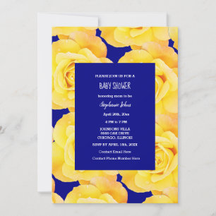 Invitation Rose Floral Baby shower bébé fille garçon Jaune bl