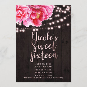Invitation Rose floral Brown Bois rustique et lumière doux 16