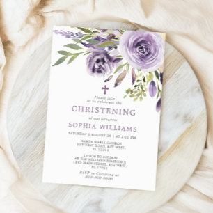 Invitation Rose Floral Christening
