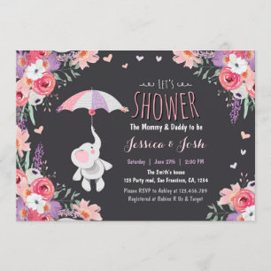 Invitation Rose floral de fille de baby shower d'invitation