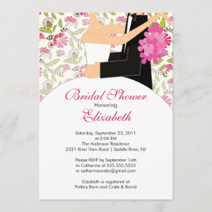 Invitation Rose floral d'invitation de Fête de la mariée de