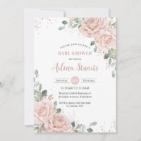 Rose floral doux Baby shower or  QR Code