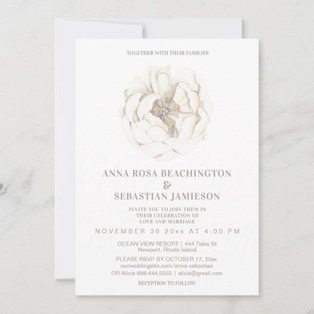 Invitation *~* ROSE floral éthéré AR8 Mariage RSVP Invitati (Devant)