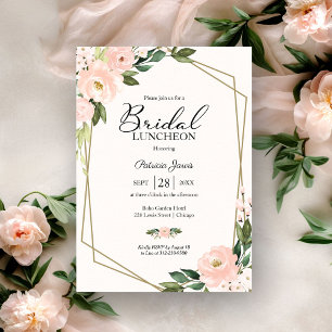 Invitation Rose Floral Géométrique pour Luncheon de Mariage