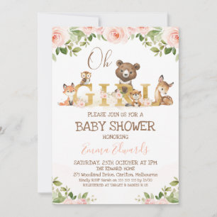 Invitation Rose Floral Girls Bois Baby shower à thème