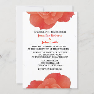 Invitation Rose Floral Orange Rustique Automne Cool Mariage