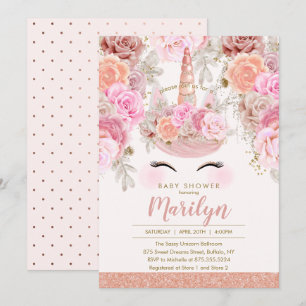 Invitation Rose Floral Parties scintillant or Baby shower Uni