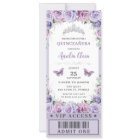 Rose floral pourpre Quinceañera Sweet 16 VIP Ticke