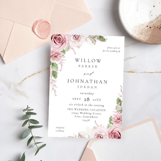 Invitation Rose Florale Mariage V2 (Créateur téléchargé)