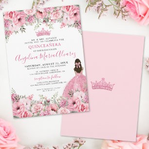 Invitation Rose Florale Rose Quinceanera
