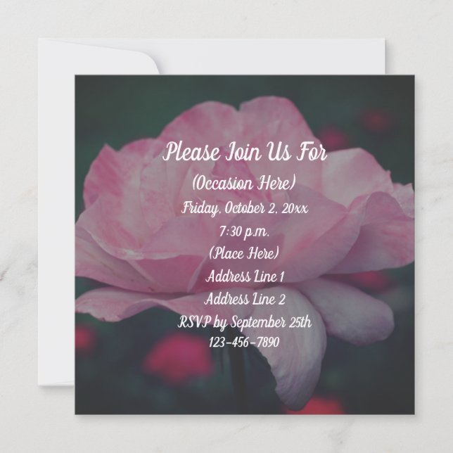 Invitation Rose florale rose rêveuse  (Devant)