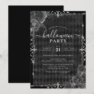 Invitation Rose florale sombre et effrayante Jewel Halloween 