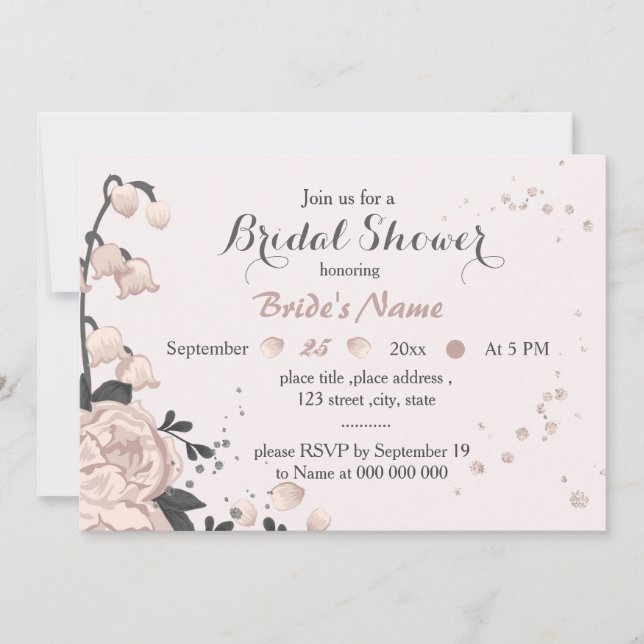 Invitation rose foncé gris foncé des fleurs extraordinaires d (Devant)