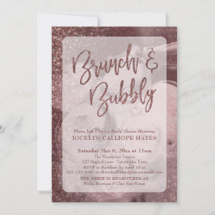 Invitation Rose foncé Parties scintillant d'or Champagne Brun