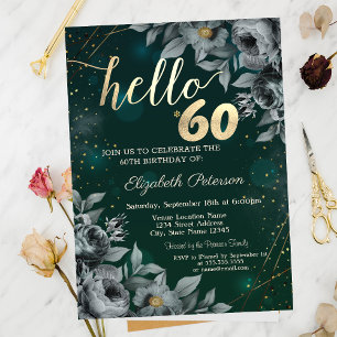 Invitation Rose foncé Vert 60e anniversaire