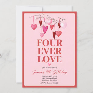 Invitation Rose Four Jamais aimé Saint Valentin Balloon d'ann