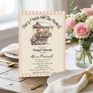 Invitation Rose fraîche sur le marché Mariage champêtre
