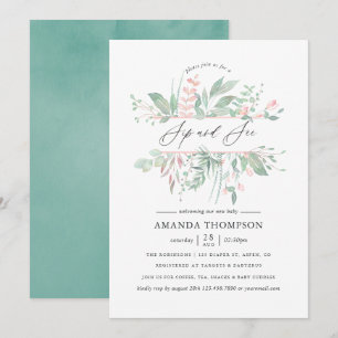 Invitation Rose géométrique d'eucalyptus à l'aquarelle Sip an