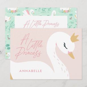 Invitation Rose girly élégant mignon belle cygne enfants