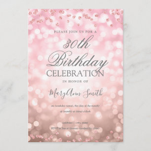 Invitation Rose Gold 30e anniversaire Parties scintillant Con