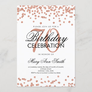 Invitation Rose Gold 70th Birthday Party Parties scintillant