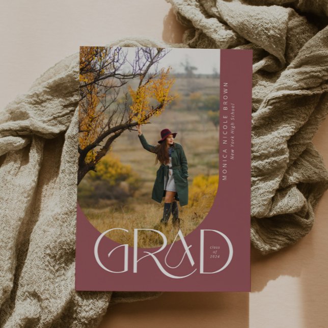 Invitation Rose Gold Arch Moderne minimaliste photo Graduatio (Créateur téléchargé)