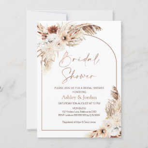 Invitation Rose Gold Arch Terracotta Boho Floral Douche