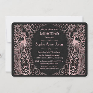 Invitation Rose Gold Art Deco Enterrement de vie de jeune fil