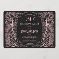 Rose Gold Art Peacocks 30e fête d'anniversaire