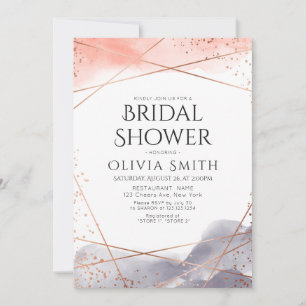 Invitation Rose Gold Aube Aquarelle Géométrique Baby Shower