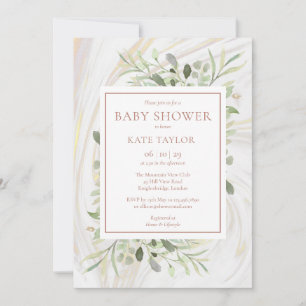 Invitation Rose Gold Baby Girl Douche Saupoudrer