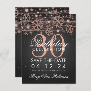 Invitation Rose Gold Black 30e anniversaire Date de sauvegard
