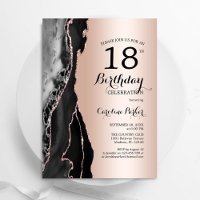 Rose Gold Black Agate 18e anniversaire