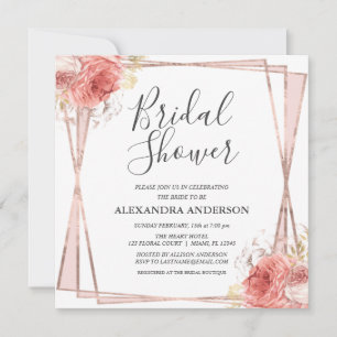 Invitation Rose Gold Blanc Floral Fête des mariées moderne
