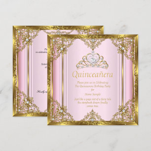 Invitation Rose Gold Blanc Perle Princesse Quinceanera 3