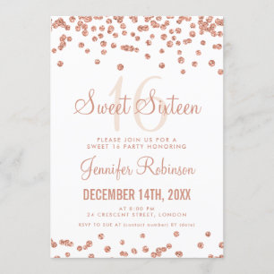 Invitation Rose Gold Blanc Sweet 16 Anniversaire Parties scin