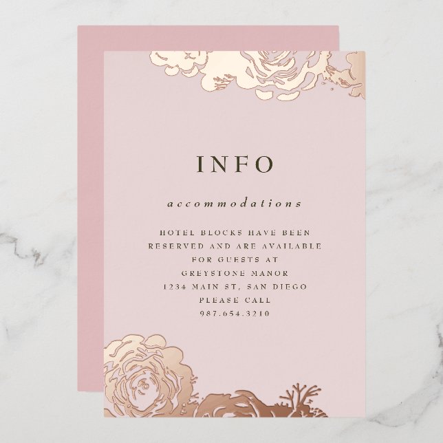 Invitation rose Gold Blooms (Recto/Verso)