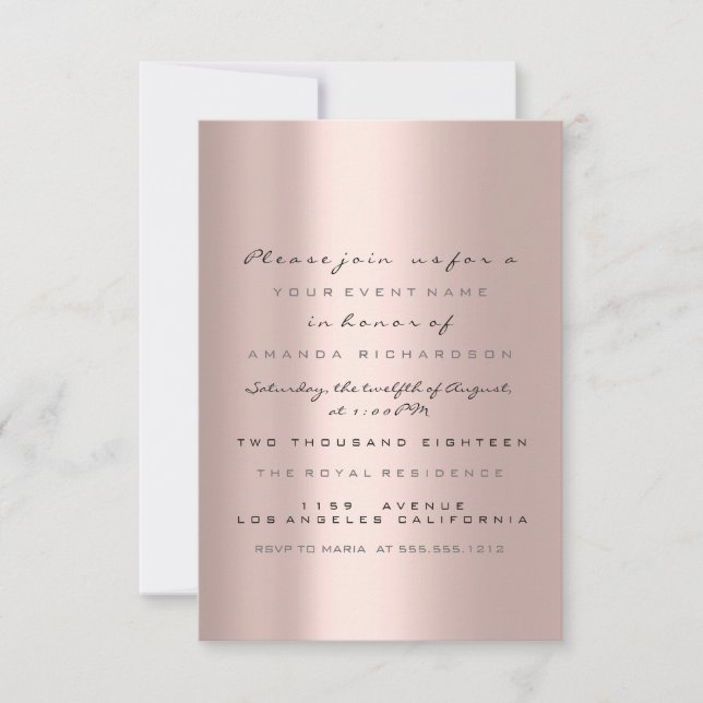 Invitation Rose Gold Blush Mariage Sweet 16ème simplement (Devant)
