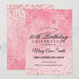 Invitation Rose Gold Blush Parties scintillant Glam 30e anniv