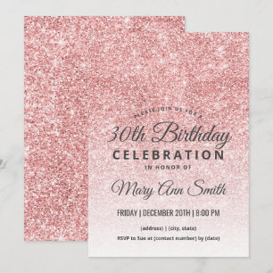 Invitation Rose Gold Blush Parties scintillant Sparkle 30e an