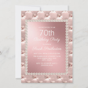 Invitation Rose Gold Blush Pink Blanc 70e fête d'anniversaire