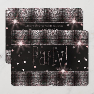 Invitation Rose Gold Blush Pink Silver Parties scintillant Sp