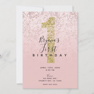 Invitation Rose Gold Blush Rose 1 Marbre Pailleté Glam 1ère U